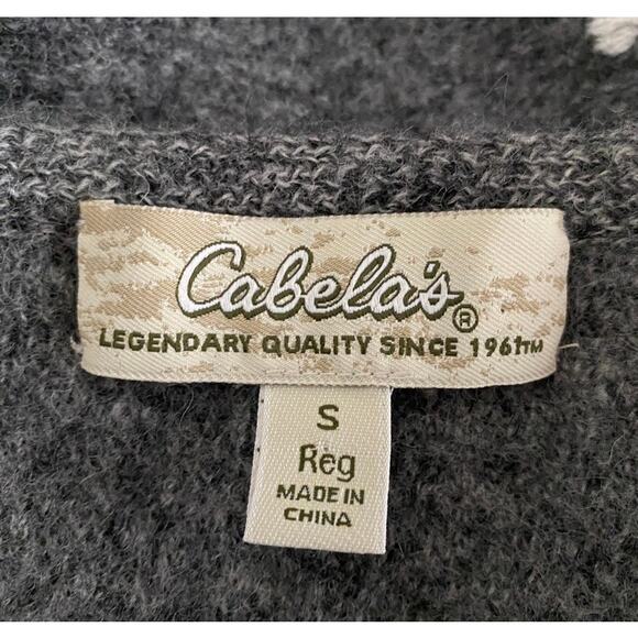 Vntg Cabela's Wool Snowflake Sweater Vest Sz S Grey Sleeveless Zip Up Novelty - Picture 4 of 12